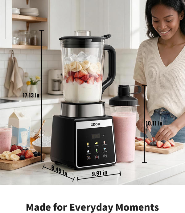 Blender, Auto-Program Smoothie Blender, Crush Ice,1300W | Professional Smoothie Maker with 6 One-Touch Presets, 74Oz XL Family-Size Blender for Smoothie,22Oz On-The-Go Cup, Auto-Clean8