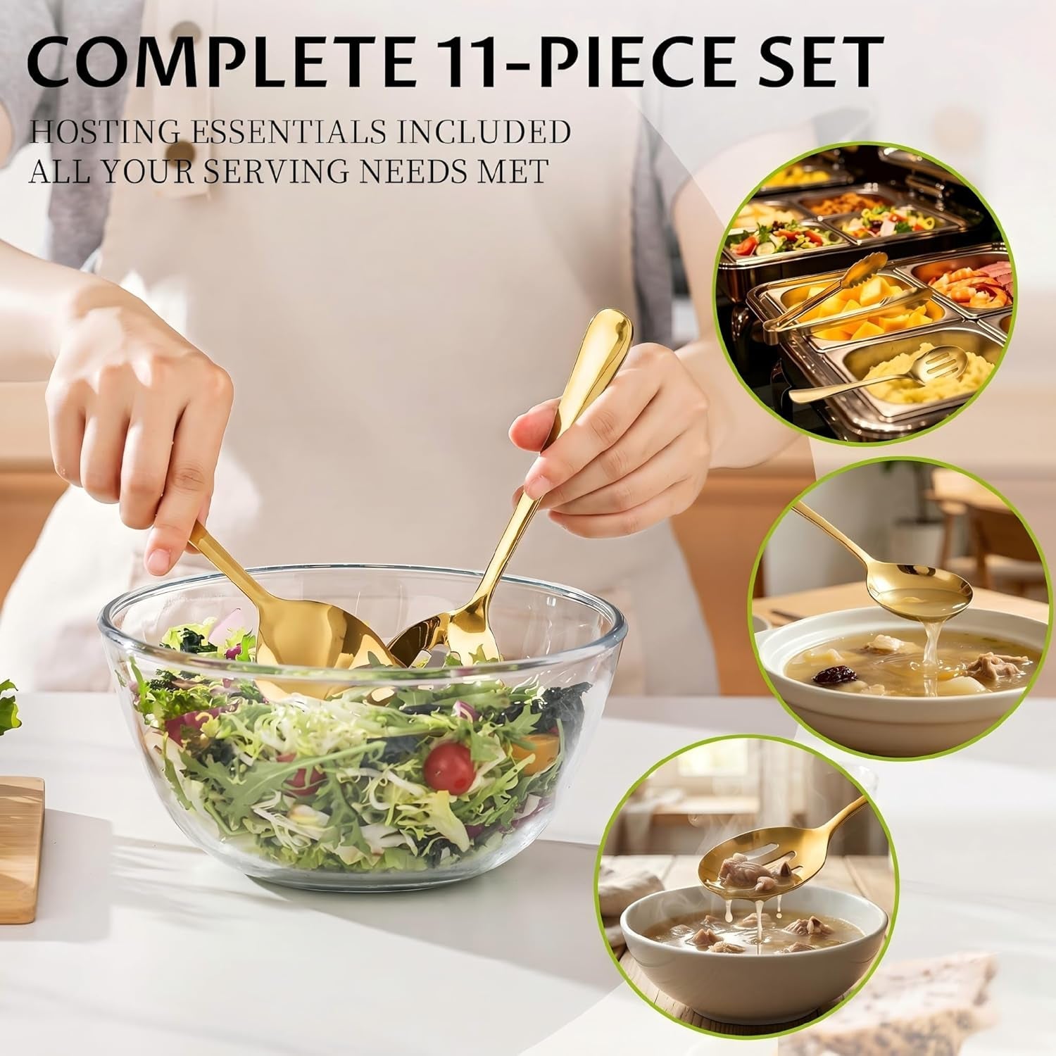 11pcs-stainless-steel-gold-serving-utensils-8-7serving-spoons-8-7slotted-spoons-serving-fork-9-serving-tongs-cake-server-hostess-serving-set-for-chafing-dish-buffet-catering-parties
