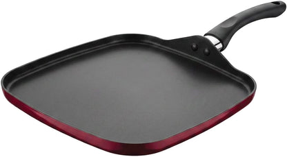 20-Piece Ceramic Metallic Cookware Set, Nonstick - Ruby | 20-Piece Cookware Set with Ceramic Nonstick Interiors, Glass Lids, Utensils, Strainer, Pads, and Griddle Pan.8