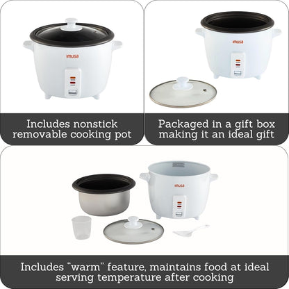 USA GAU-00013 Electric Nonstick Rice Cooker 8-Cup (Uncooked) 16-Cup (Cooked), White2