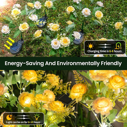6 Pack Solar Garden Lights Outdoor, 42" Tall 42 Leds Hibiscus Solar Flower Lights, IP65 Waterproof Decorative Landscape Lighting for Pathway Patio Yard Walkway Decor (Warm White)7