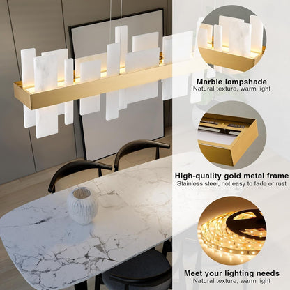 46.8 Inch Modern Adjustable Alabaster Rectangle Chandelier4