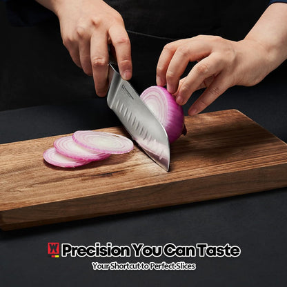 Schmied Santoku Knife, Stainless Steel Kitchen Knife for Chopping & Slicing Vegetables, Meat & Fish, Full Tang Design (Blade Length 6.4 In)6
