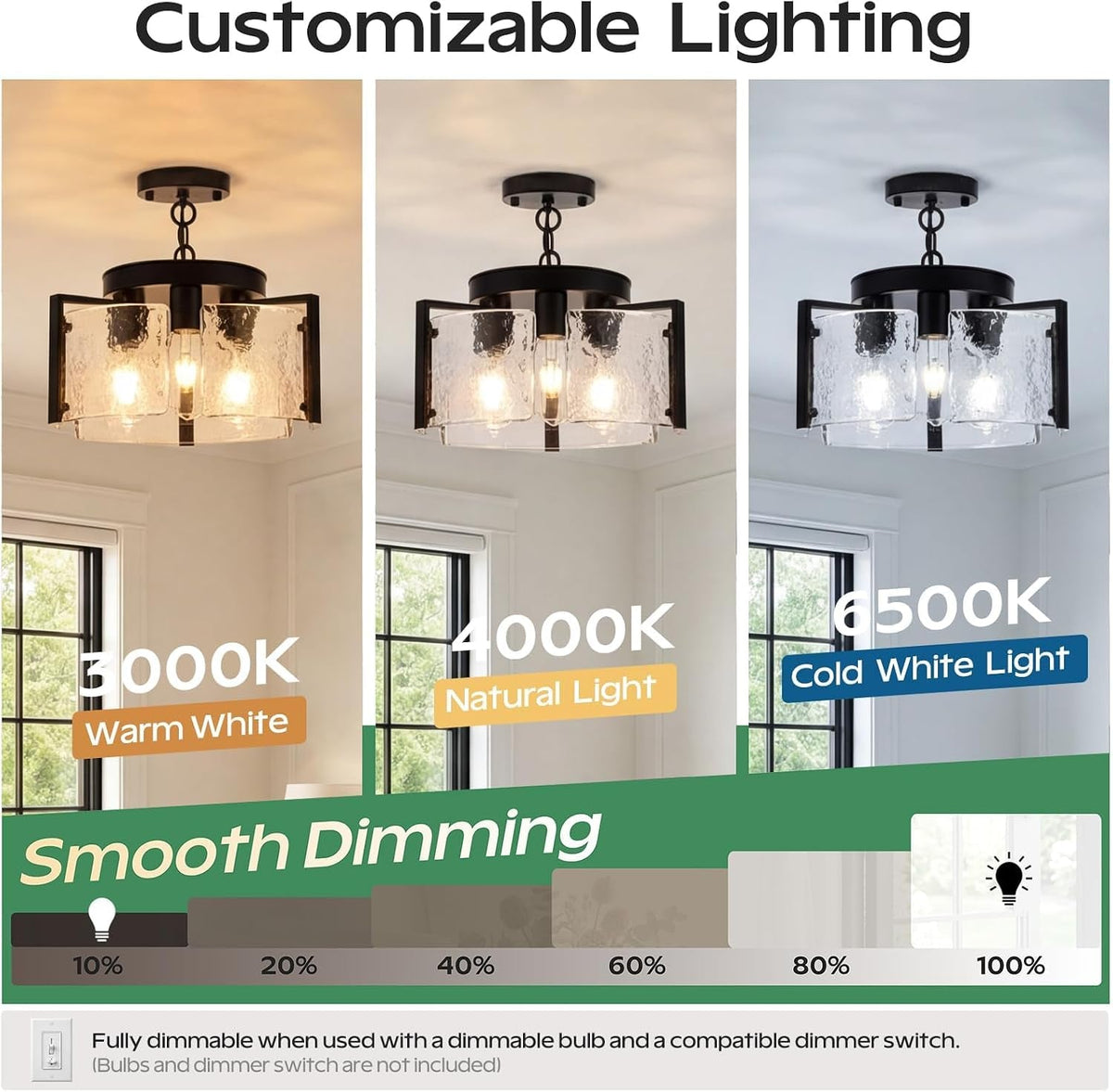 black-chandeliers-for-dining-room-14-inch-3-light-2-in-1-convertible-pendant-and-flush-mount-with-drum-textured-glass-modern-farmhouse-light-fixture-for-kitchen-island-entryway-foyer-living-room