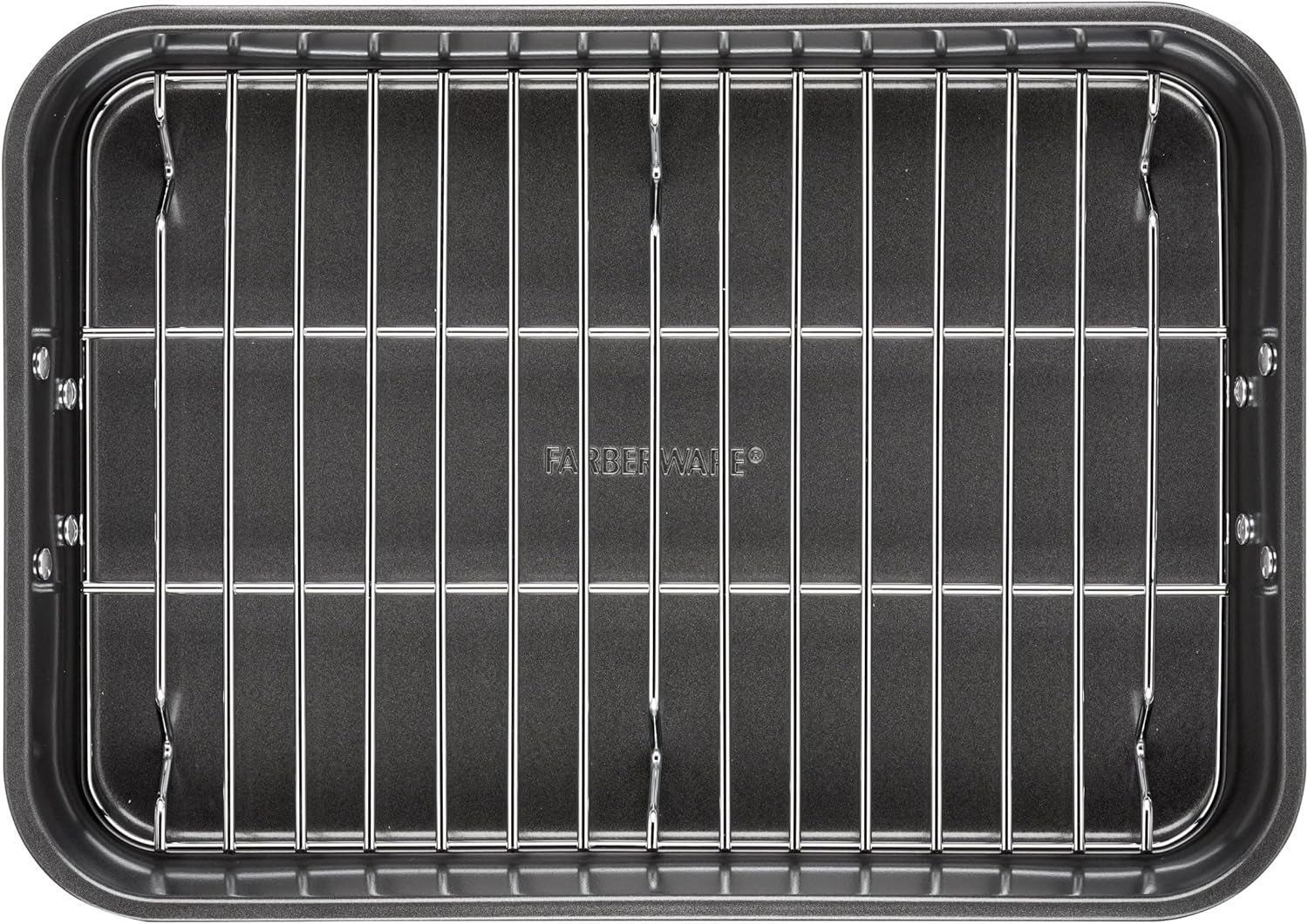 bakeware-nonstick-roaster-with-flat-rack-roasting-pan-with-rack-for-home-cooking-11-inch-x-15-inch-gray