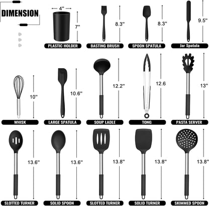 14-PCS Silicone Cooking Utensils Set, Kitchen Utensils Set W/Holder2