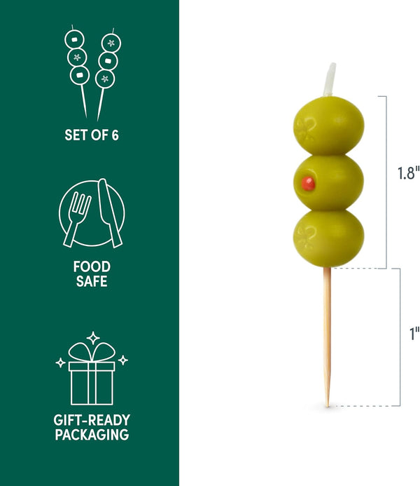 Genuine Fred Cocktail Party Martini Olive Birthday Candles, Set of 72