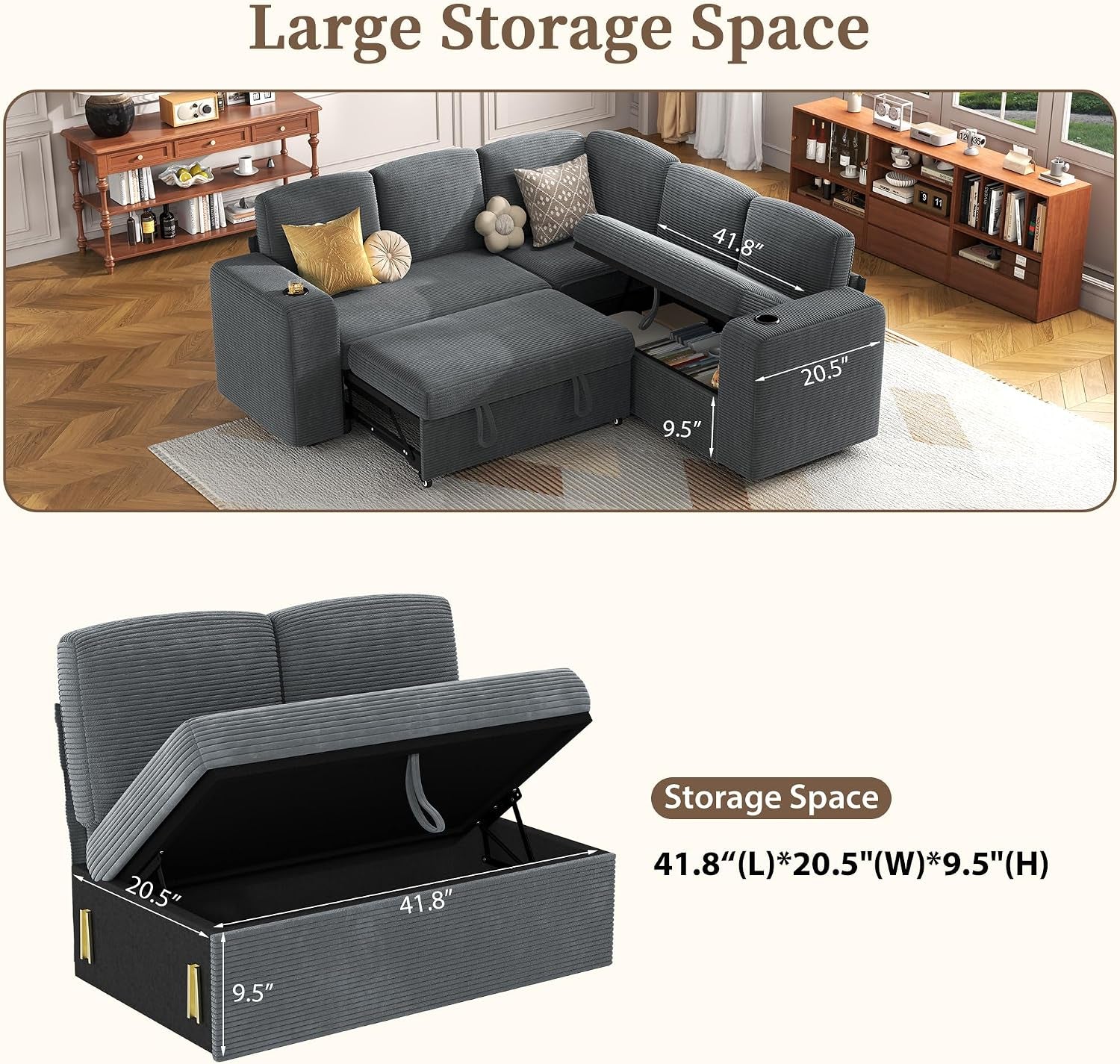 sectional-sleeper-sofa-with-pull-out-couch-bed-5-seats-modular-l-shaped-cloud-couch-with-storage-chaise-dual-arm-storage-usb-charging-adjustable-backrest-sofa-grey-corduroy