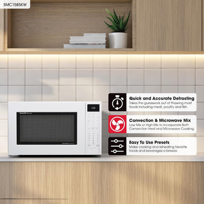 SMC1585KW Convection Countertop Microwave Oven with Removeable 15.4" Carousel Turntable, 1.5 Cubic Feet, 900 Watt, Sensor Cooking, White | 1.5 Cubic Feet, 900 Watt, Removeable 15.4" Carousel Turntable, Sensor Cooking2