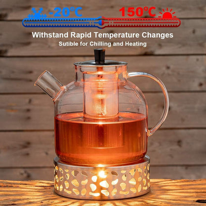 1500Ml(50Oz) Glass Teapot with Removable Infuser,  Stovetop Safe Large Tea Pot, Blooming and Loose Leaf Hand Crafted Kettle for Women and Adult with Stainless Infuser6