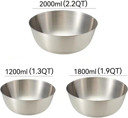 Stainless Steel Mixing Bowls-3 Packs Thicker Stainless Steel Mixing Bowls Set- Nesting Bowls for Space Saving Storage, Great for Cooking, Baking, Prepping4