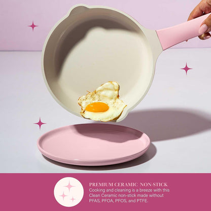 Ceramic Nonstick Pots and Pans, Cookware Set, Cast Aluminum with Dual Layer Non Stick Coating, Made without PFAS PFOA PFOS and PTFE, Dishwasher Safe, 10-Piece, Pink4