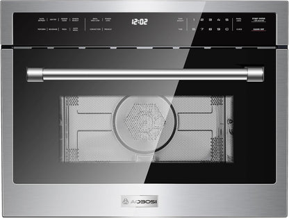 24 Inch Built-In Microwave Convection Oven,1.6Cu.Ft Air Fryer Combo | 1000W,Sensor Cooking & Auto Menu,11-Level Power More than 12 Cooking Modes, Drop down Door, Stainless Steel8
