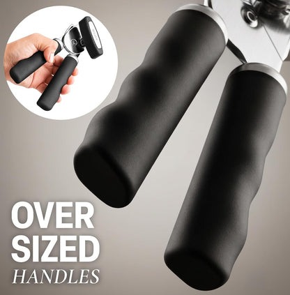 Heavy Duty Stainless Steel Can Opener Manual with Bottle Opener - Rust Proof Manual Can Opener with Turn Knob & Comfy Soft Grip Handles - Black3