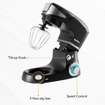 6-In-1 Multifunctional Stand Mixer, 6.5QT Tilt-Head Dough Mixer, Electric Stand Mixer with Stainless Steel Bowl for Cake, Bread, and Dough, with Meat Grinder, Juice Blender & Pasta Maker7