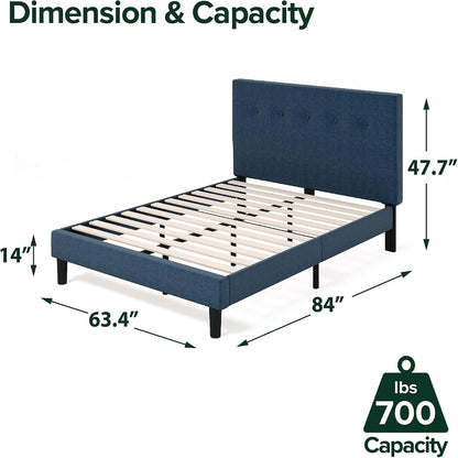 Omkaram Upholstered Platform Bed Frame, Mattress Foundation, Wood Slat Support, No Box Spring Needed, Easy Assembly, Queen2
