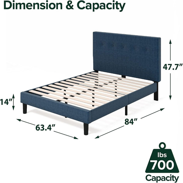 Omkaram Upholstered Platform Bed Frame, Mattress Foundation, Wood Slat Support, No Box Spring Needed, Easy Assembly, Queen2