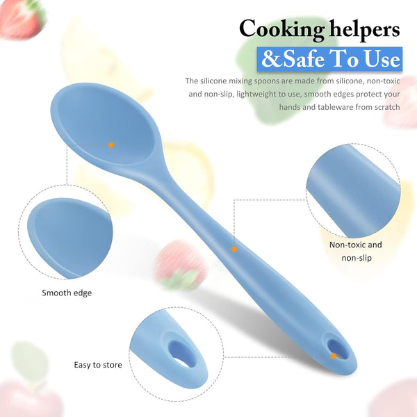 4 Pcs Silicone Cooking Spoons 10.6" Large, Spoon, Fashionable Color3