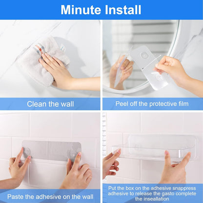 Acrylic Wall Mounted Shower Caddy, Large, Adhesive Bathroom Shelves5