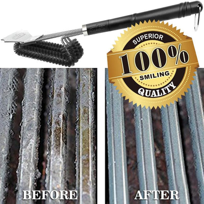 Grill Brush and Scraper BBQ Brush for Grill, Safe 18" Stainless Steel Woven Wire 3 in 1 Bristles Grill Cleaning Brush, BR-45167