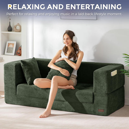 Folding Sofa Bed, Convertible Boneless Loveseat Couch with Pillow5