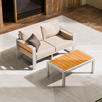 Aluminum Outdoor Patio Furniture - Outdoor Coffee Table, All-Weather Metal Modern outside Furniture, Rectangle Patio Coffee Table, Garden/Backyard/Porch, Silver5