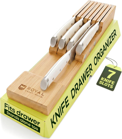 Bamboo In-Drawer Knife Block for 7 Knives (Not Included) – Premium Drawer Knife Organizer Insert, Kitchen Knife Holder for Safe Knife Storage, Compact Kitchen Organization & Drawer Storage1