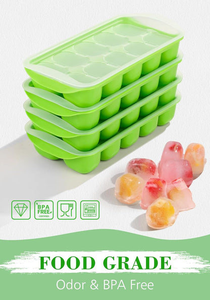 Ice Cube Tray with Lid and Bin, 4 Pack Ice Bucket Kits for RV | Stackable Silicone Ice Trays for Freezer, Easy Pop Out, BPA Free for Cocktail, Coffee, Soup, Food, Kitchen5