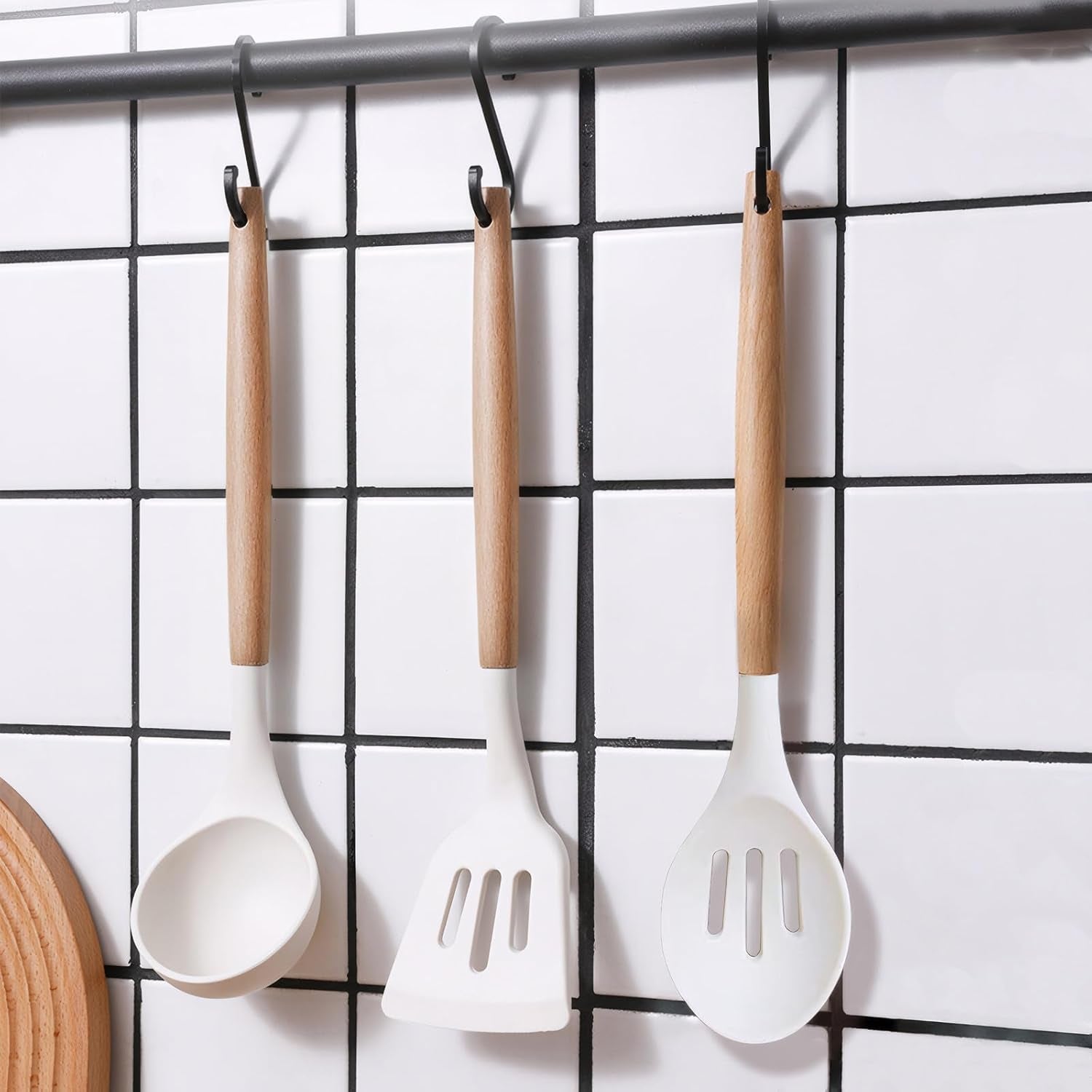 kitchen-cooking-utensils-set-6pcs-non-stick-silicone-kitchen-utensils-spatula-spoon-turner-ladle-pasta-server-heat-resistant-wooden-handle-silicone-cooking-gadgets-sets-for-cookware-baking