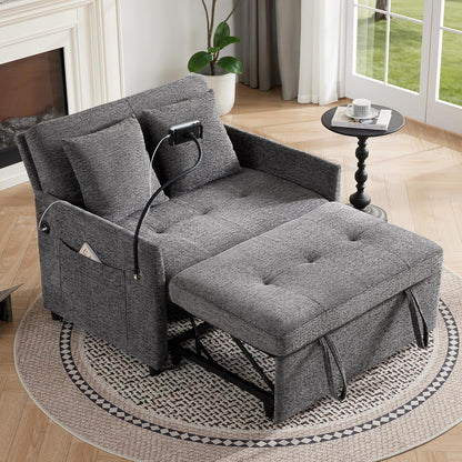 Loveseat Sleeper Sofa Convertible Sofa Bed, Pull Out Couch, Dark Grey1