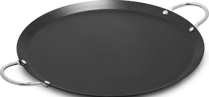 13.5In Carbon Steel Nonstick round Comal with Metal Handles, Black | Chrome Riveted Handles, Great for Tortillas, Essential Kitchen Tool1