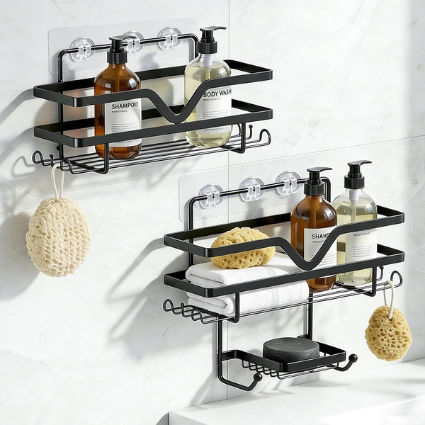 Adhesive Shower Caddy No Drilling Bathroom Organizers, 3 Pack1