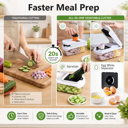 18-In-1 Vegetable Chopper Mandoline Slicer for Kitchen, Food Chopper with Container, Veggie Cutter, Onion Mincer Tomato Dicer, Fruit Slicer Spiralizer, Cheese Grater, Kitchen Gadgets House Essentials3
