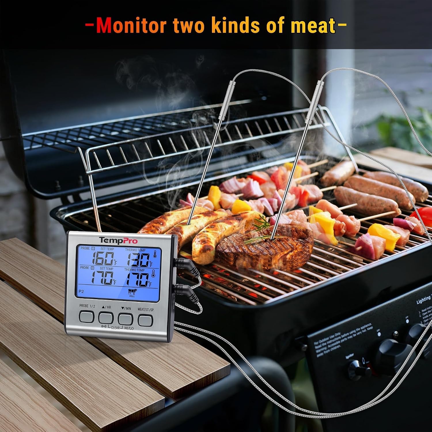 temptrack-digital-cooking-meat-thermometer-with-dual-meat-probe-large-lcd-backlight-high-low-temperature-alarm-kitchen-food-thermometer-with-timer-mode-for-smoker-grill-oven-bbq-silver