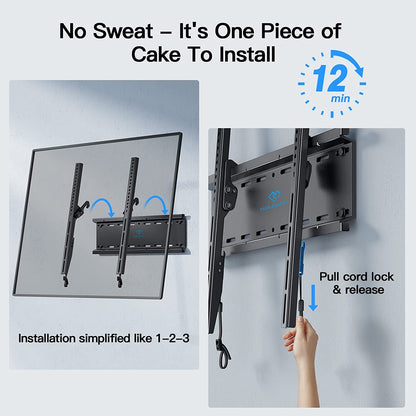 Tilting TV Wall Mount Bracket Low Profile for Most 23-60 Inch LED LCD OLED, Plasma Flat Screen Tvs with VESA 400X400Mm Weight up to 115Lbs, Fits 16" Wood Stud4