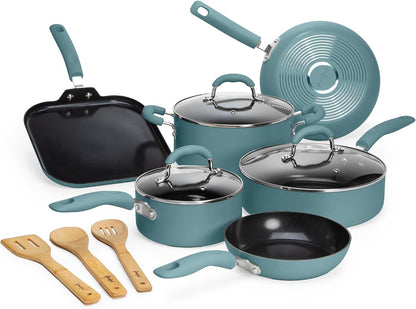 Ceramic Nonstick Pots and Pans Set, Premium Ceramic Coating Made without PFOA, PTFE or PFAS, Dishwasher Safe, 12-Piece, Turquoise1