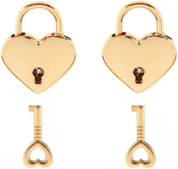 2 Pcs Heart Lock with Keys, Heart Shaped Gold Lock for Diary1
