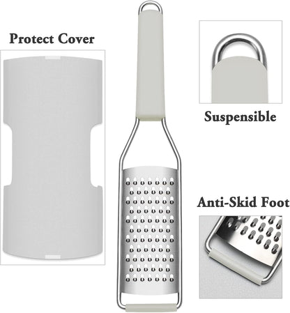 Cheese Grater Citrus Zester Lemon Zester Pack of 3-304 Stainless Steel - a Sharp Tool for Parmesan Cheese, Ginger, Garlic, Nutmeg, Chocolate, Vegetables，Fruits，Dishwasher Safe Clear7