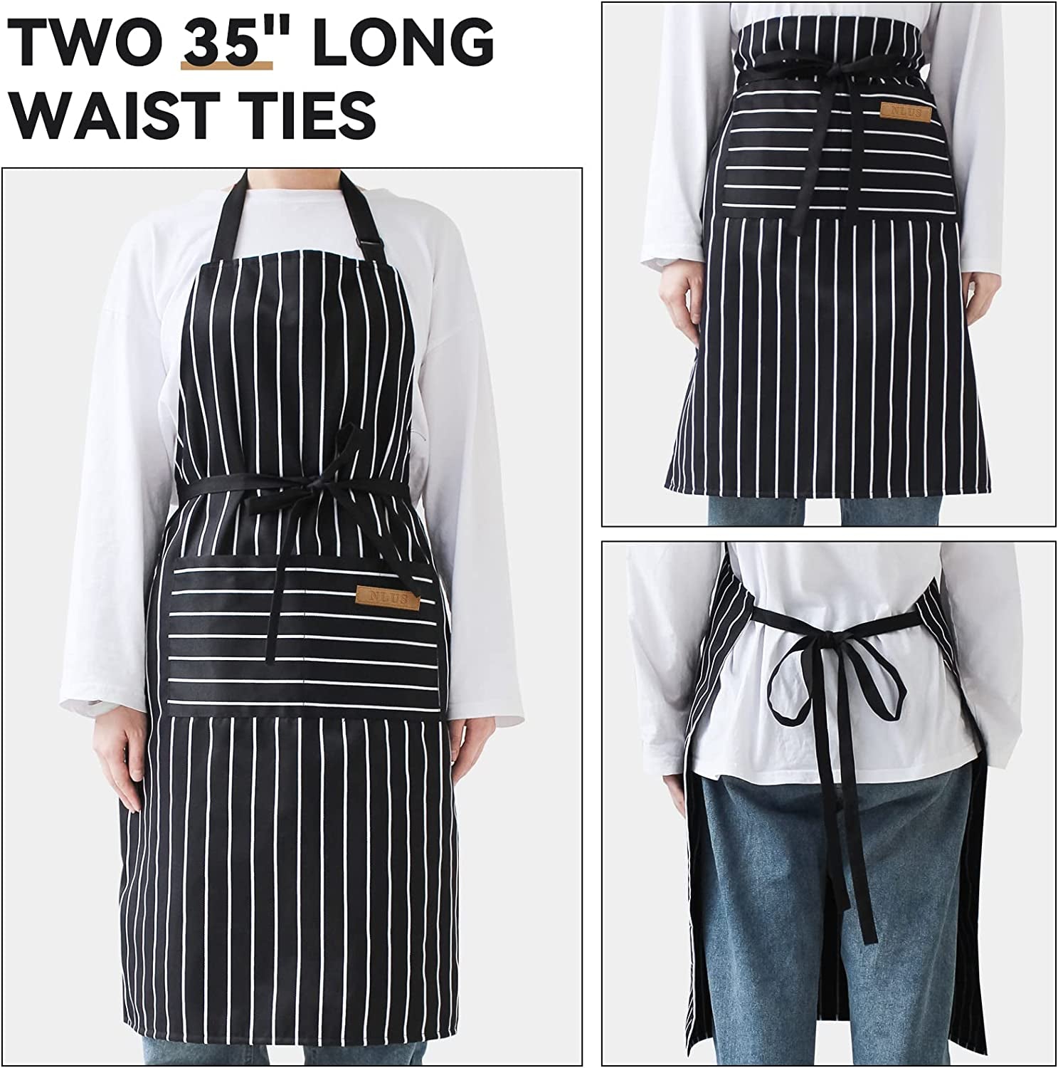 2-pack-kitchen-cooking-aprons-adjustable-bib-soft-chef-apron-with-2-pockets-for-men-womenblack-brown-stripes