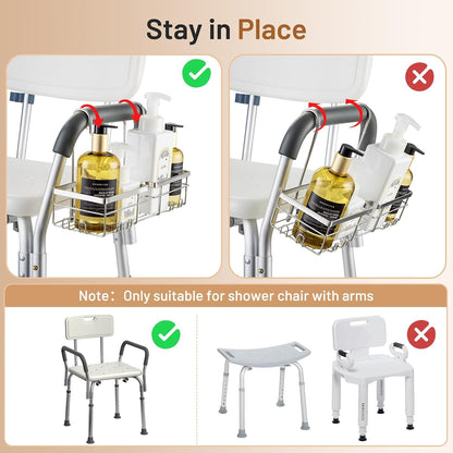 Hanging Shower Caddy, Shower Rack with Hooks for Bath Chair & Shower3
