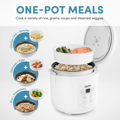 Housewares 8-Cup (Cooked) (4-Cup UNCOOKED) Digital Rice Cooker and Food Steamer (Arc-914D),White2