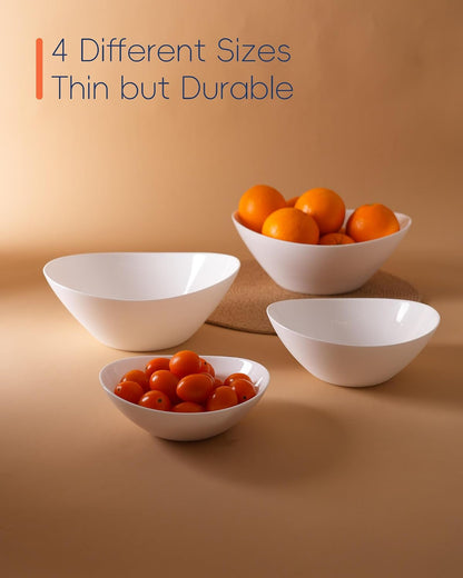 Oval Serving Bowls Set of 4, 12/20/43/66 OZ White Opal Glass7