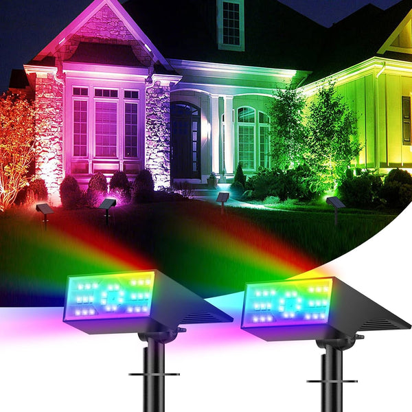 Solar Color Changing RGB Spot Lights Outdoor, 2 Pack/7 Lighting Modes1