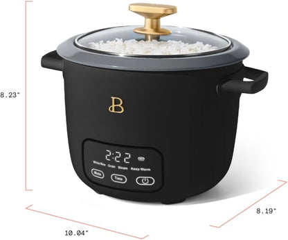 Rice and Grain Cooker Holds up to 6-Cup Cooked, 3-Cup Uncooked Digital Electric Cooker with Glass Lid, by Drew Barrymore (Black)8