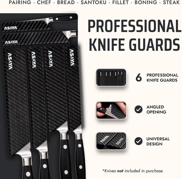 Professional Chef Knife Edge Guards – 6 Piece Knives Universal Covers - Extra Strength ABS Plastic and Food Safe Kitchen Knife Sheath Covers – Knives Not Included2