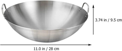 Stainless Steel Wok 12.00In round Bottom Wok Large Capacity Frying Pan for Gas Stove Chinese for Stir Frying Bbq Fried Potatoes Scrambled Eggs6