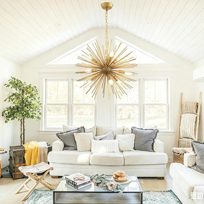 23.8In 9-Light Gold Sputnik Chandelier Mid-Century Solid Metal2