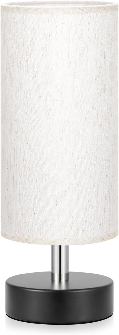 Small Table Lamp for Bedroom - Bedside Lamps for Night Stands | Bulb Not Included | Minimalist Desk Lamp | Linen Fabric Shade | for Living Room | for Dorm | 11.6" Inline Control8