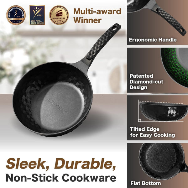 Diamond X Premium Non Stick Wok Pan - 11" Large Flat Bottom Chinese Wok - Woks & Stir-Fry Pans Nonstick - Titanium-Coated 8-Layered Korean Engineered Skillet for Frying, Oil-Free, Pfoa-Free2