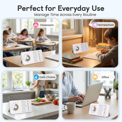 2-In-1 Visual Timer ADHD with Task Board, To-Do List, Checklist | Dry Erase Chore Chart and Visual Schedule for Kids ADHD, Rainbow Countdown Timer for Classroom, Home, Homeschool (White)7